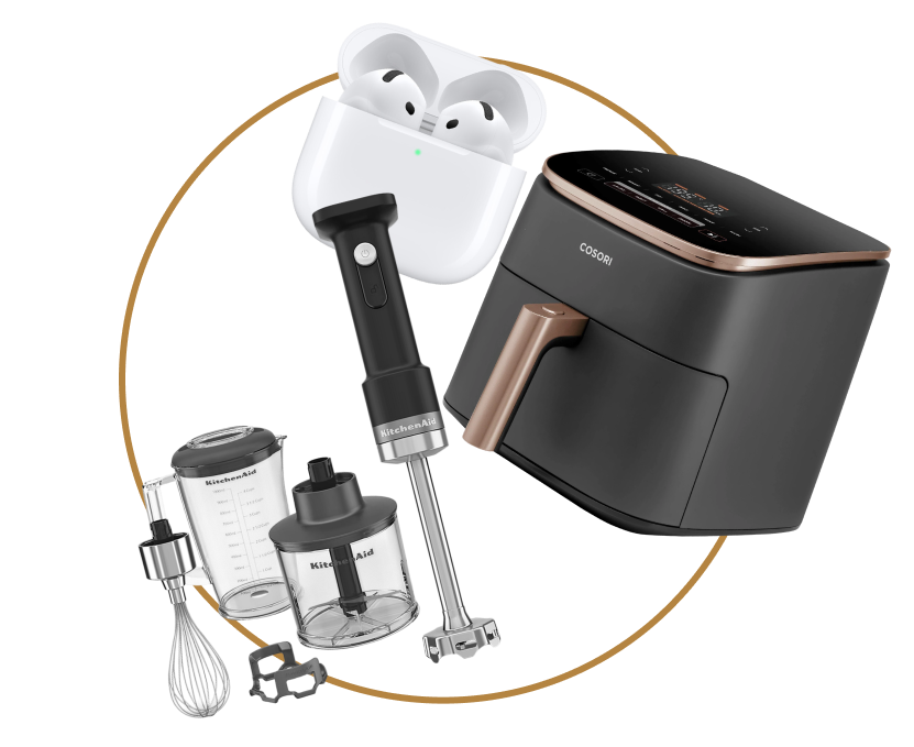 Apple AirPods 4, Cosori TurboBlaze Pro és KitchenAid botmixer szett